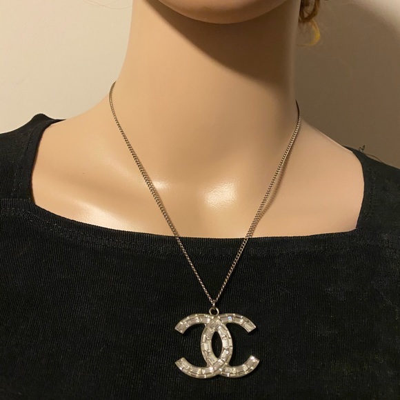 Chanel Double C Pendant Necklace 18K Rose Gold With Diamonds